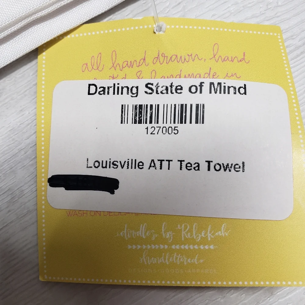 Louisville ATT Tea Towel 27 x 27 White Darling State of Mind Destination New